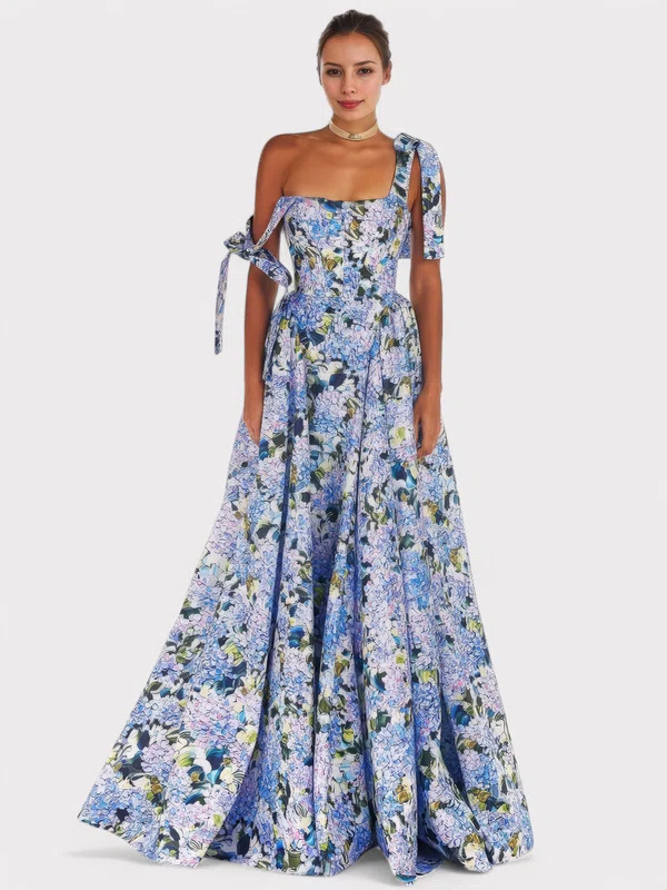 Ball Gown Square Neck Floor-length Floral Prom Dresses #Milly020126997