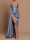 Sheath/Column V-neck Satin Modest Prom Dresses #Milly020127006