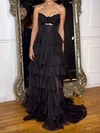 Ball Gown Strapless Chiffon Ruffle Tiered Prom Dresses #Milly020127011