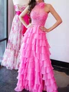 Ball Gown High Neck Chiffon Ruffle Tiered Prom Dresses #Milly020127016