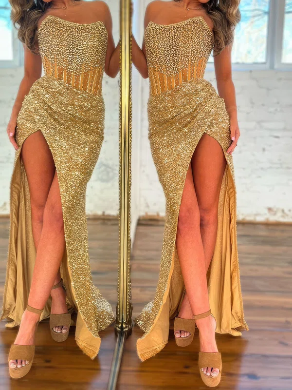 Mermaid Strapless Sparkly Sequin Prom Dresses #Milly020127035