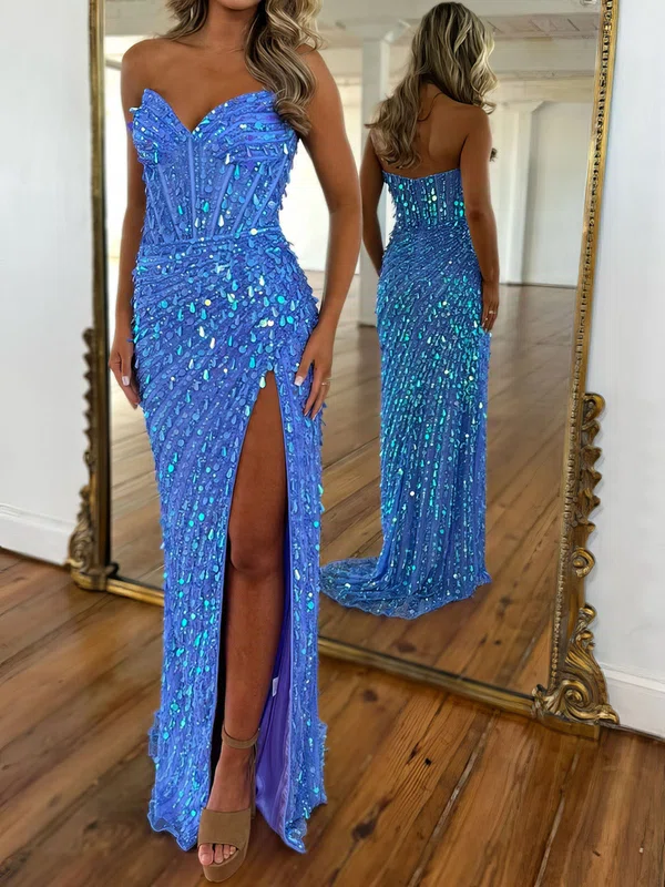 Sheath/Column Strapless Sparkly Sequin Prom Dresses #Milly020127058