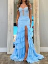 Mermaid Off-the-shoulder Chiffon Tiered Prom Dresses With Appliques #Milly020127067