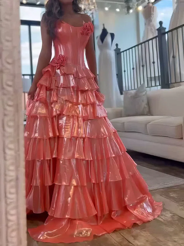 Ball Gown Strapless Metallic Ruffle Tiered Prom Dresses #Milly020127071