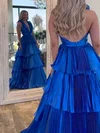 Princess Halter Satin Ruffle Tiered Prom Dresses With Ruched #Milly020127078