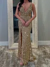 Sheath/Column V-neck Backless Sparkly Sequin Prom Dresses #Milly020127079