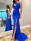 Sheath/Column One Shoulder Jersey Cut Out Prom Dresses With Ruched #Milly020127115