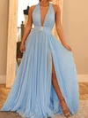 A-line Halter Chiffon Pleated Prom Dresses #Milly020127140