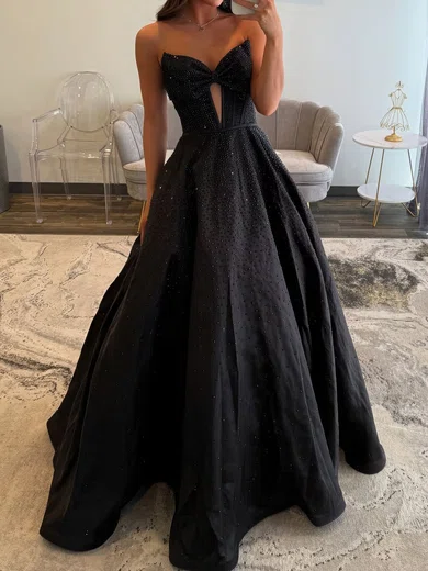 Ball Gown Strapless Satin Beaded Prom Dresses With Bow #Milly020127163