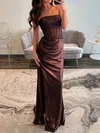 Sheath/Column Strapless Metallic Prom Dresses With Ruched #Milly020127181