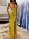 Sheath/Column V-neck Sparkly Sequin Prom Dresses #Milly020127194
