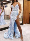 Sheath/Column V-neck Sparkly Sequin Prom Dresses #Milly020127205