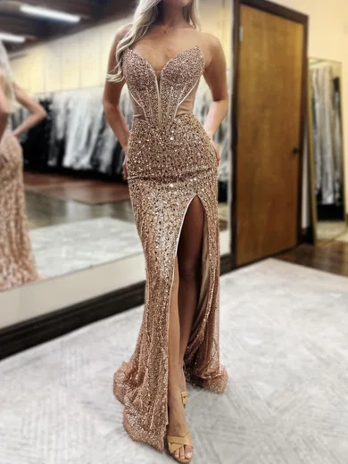 Sheath/Column V-neck Sparkly Sequin Prom Dresses #Milly020127212