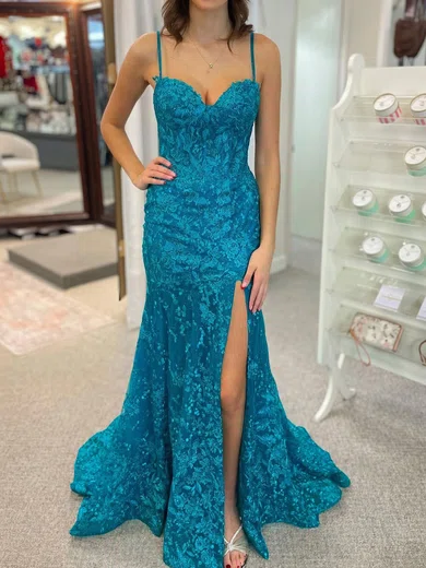 Mermaid Sweetheart Lace Sparkly Prom Dresses #Milly020127215