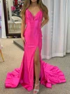 Mermaid V-neck Satin Backless Prom Dresses #Milly020127219