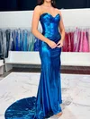 Sheath/Column Strapless Metallic Prom Dresses With Ruched #Milly020127239