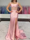 Sheath/Column Square Neck Satin Corset Prom Dresses With Ruched #Milly020127243