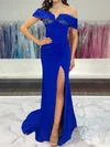 Sheath/Column Off-the-shoulder Satin Corset Prom Dresses With Beading #Milly020127248