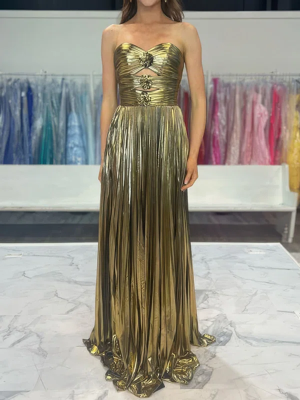 Sparkly A-line Strapless Metallic Prom Dresses With Ruched #Milly020127249