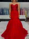 Mermaid Strapless Tulle Sparkly Prom Dresses With Appliques #Milly020127256