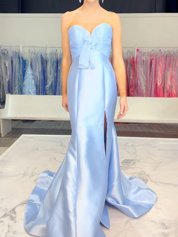 Mermaid Strapless Satin Prom Dresses With Ruched #Milly020127258