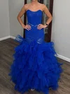Mermaid Strapless Tulle Ruffle Tiered Prom Dresses #Milly020127273