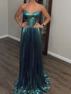 Sparkly A-line V-neck Metallic Prom Dresses With Beading #Milly020127276