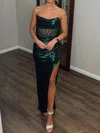 Sheath/Column Cowl Neck Metallic Prom Dresses With Ruched #Milly020127278