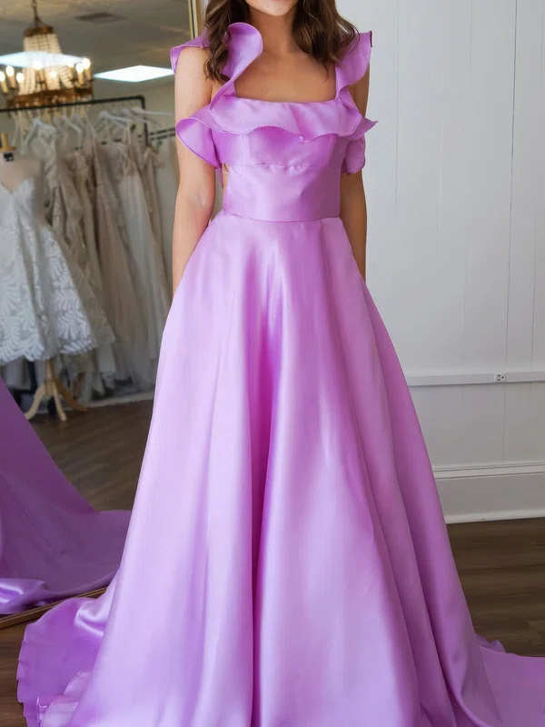 Ball Gown Square Neck Satin Cut Out Prom Dresses #Milly020127300