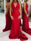 Mermaid Halter Satin Cut Out Prom Dresses With Ruched #Milly020127329