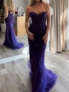 Sheath/Column Strapless Tulle Beaded Prom Dresses With Appliques #Milly020127335