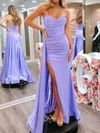 Sheath/Column Cowl Neck Satin Prom Dresses With Ruched #Milly020127338
