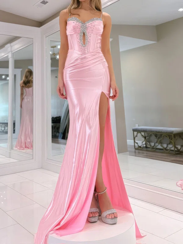 Mermaid Sweetheart Satin Corset Prom Dresses With Beading #Milly020127341