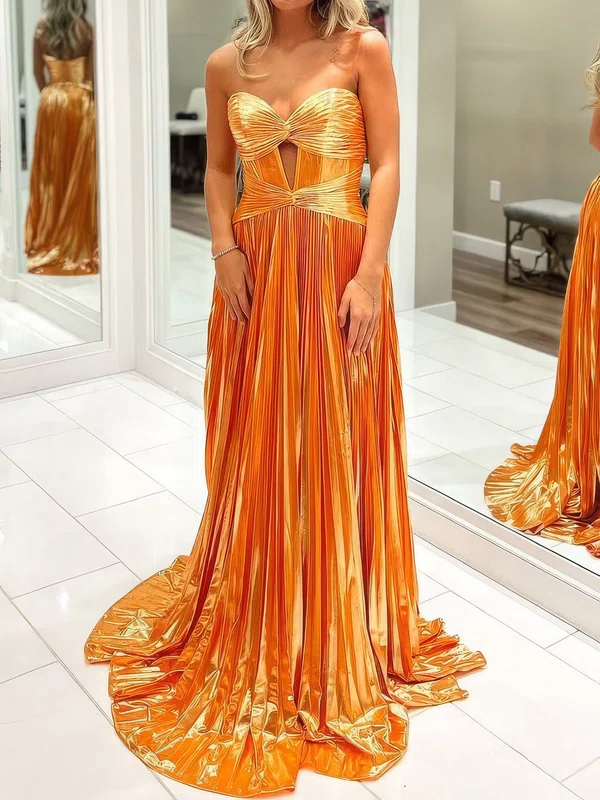 Sparkly A-line Strapless Metallic Prom Dresses With Ruched #Milly020127348
