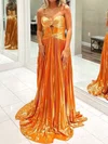 Sparkly A-line Strapless Metallic Prom Dresses With Ruched #Milly020127348