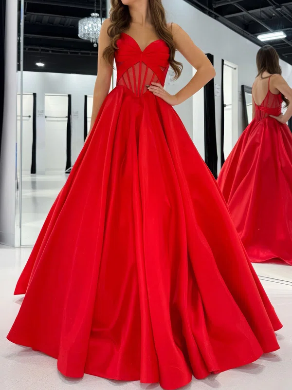 Ball Gown Sweetheart Satin Corset Prom Dresses With Ruched #Milly020127354