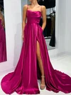 A-line Cowl Neck Satin Corset Prom Dresses With Ruched #Milly020127358