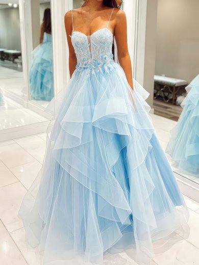 Princess Sweetheart Tulle Ruffle Prom Dresses With Appliques #Milly020127367