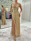 Sheath/Column V-neck Sparkly Sequin Prom Dresses #Milly020127390