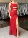Sheath/Column One Shoulder Cut Out Sparkly Sequin Prom Dresses #Milly020127408