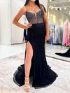 Sheath/Column Strapless Chiffon Beaded Prom Dresses #Milly020127413