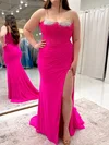 Sheath/Column Sweetheart Chiffon Beaded Prom Dresses With Ruched #Milly020127420