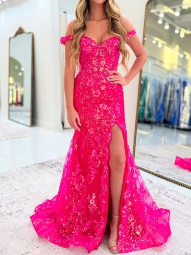 Mermaid Off-the-shoulder Sparkly Sequin Prom Dresses #Milly020127422