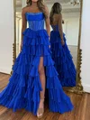 Ball Gown Strapless Chiffon Tiered Prom Dresses With Beading #Milly020127442