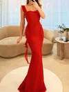 Red Mermaid Cowl Neck Chiffon Ruffle Prom Dresses #Milly020127446