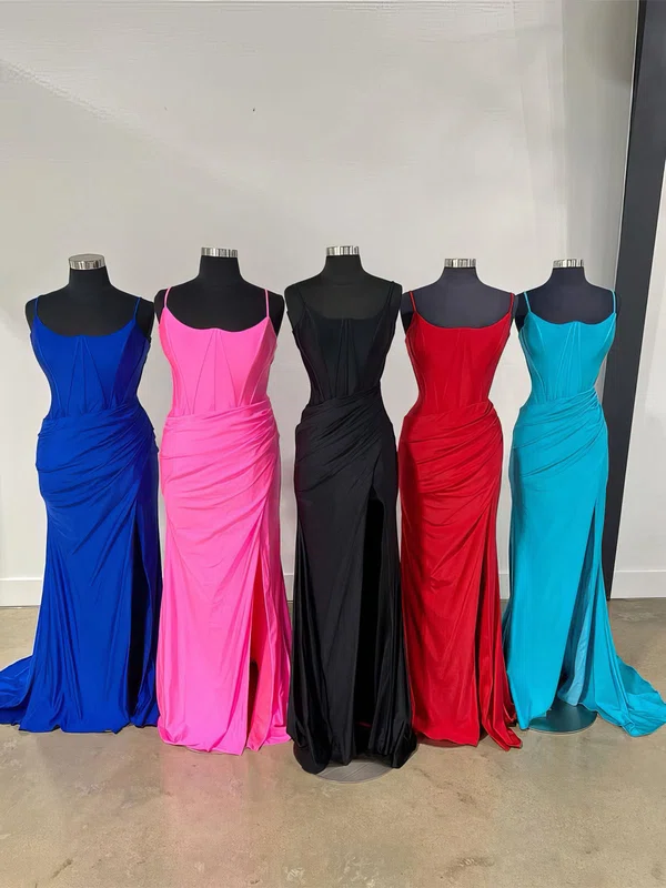 Sheath/Column Sweetheart Jersey Corset Prom Dresses With Ruched #Milly020127464