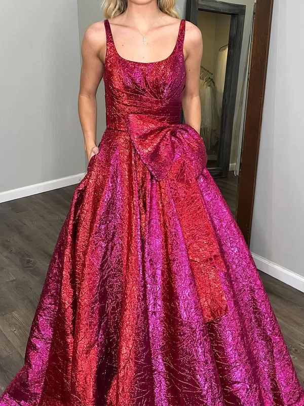 Ball Gown Square Neck Satin Prom Dresses With Bow #Milly020127483