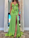 Sheath/Column V-neck Satin Prom Dresses With Bow #Milly020127486