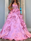 Ball Gown Sweetheart Satin 3D Floral Prom Dresses #Milly020127488