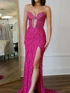 Sheath/Column V-neck Sparkly Sequin Prom Dresses With Beading #Milly020127494